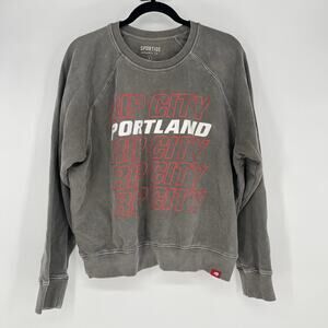 Sportique Women's Rip City Cotton Ashlyn Gray Crewneck Oversized Size Large